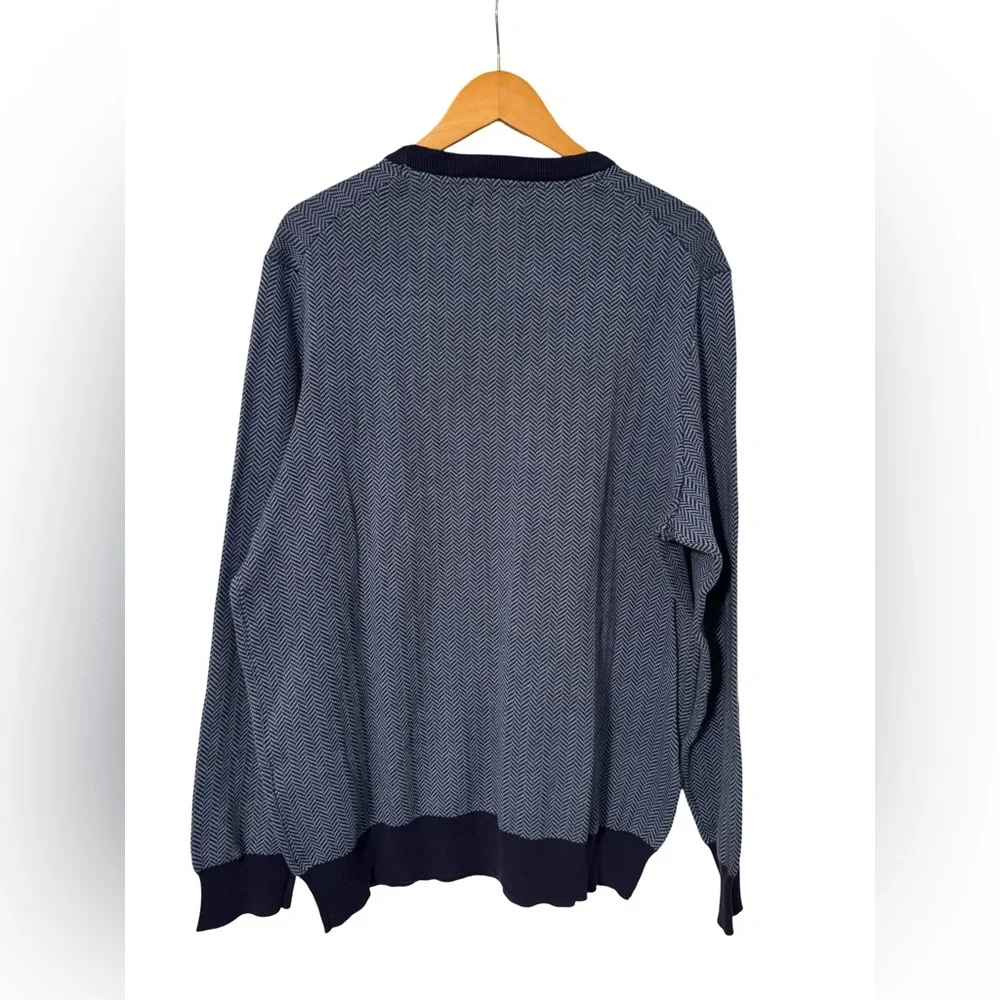 Club Room Men's Navy Herringbone Crewneck Sweater